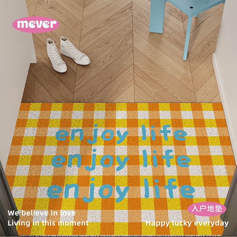 韩式条纹字母入户地垫丝圈防滑耐脏脚垫子进门玄关门口地毯可裁剪