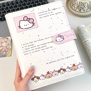 泼墨猫咪A5活页本日记本高颜值笔记本记事本初中生专用计划本作业登记本可爱卡通日程本三孔手账本可拆卸内页