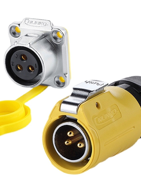 凌科LP-20LED显示屏单孔法兰黄色2-12芯公头母座防水航空插连接器