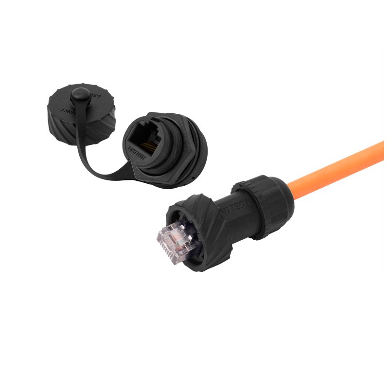 M20 RJ45航空插头插座 网线防水连接器 防水网络接头开孔20.8