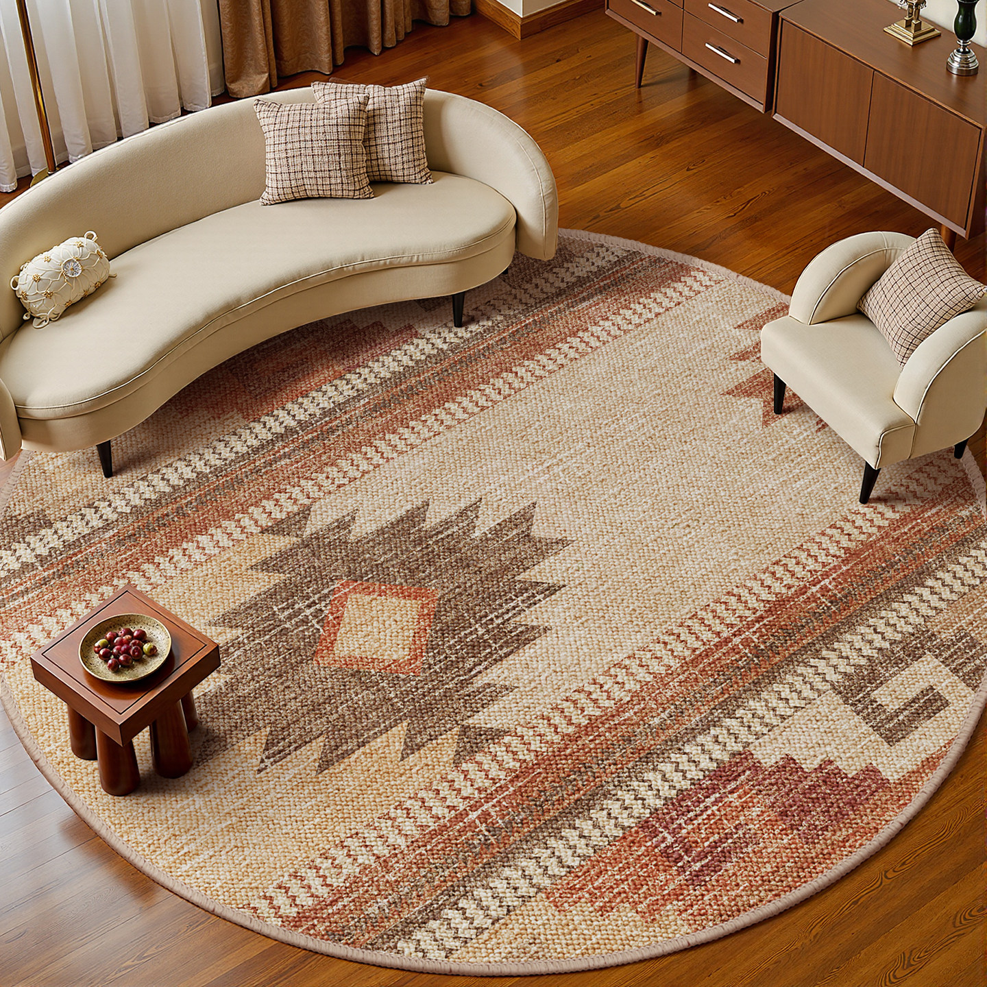 地毯客厅圆形卧室床边毯大颗粒无甲醛民族风美式复古免洗沙发地垫,居家布艺,地毯,淘宝优惠券,粉丝福利购,淘宝优惠卷