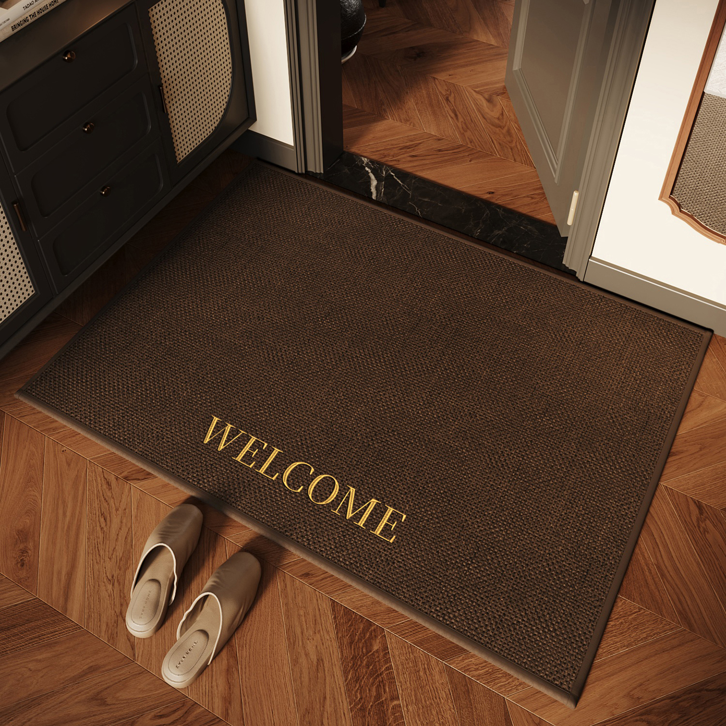 入户门地垫高端刺绣家用防滑脚垫耐脏除尘免洗地毯大门口进门门垫