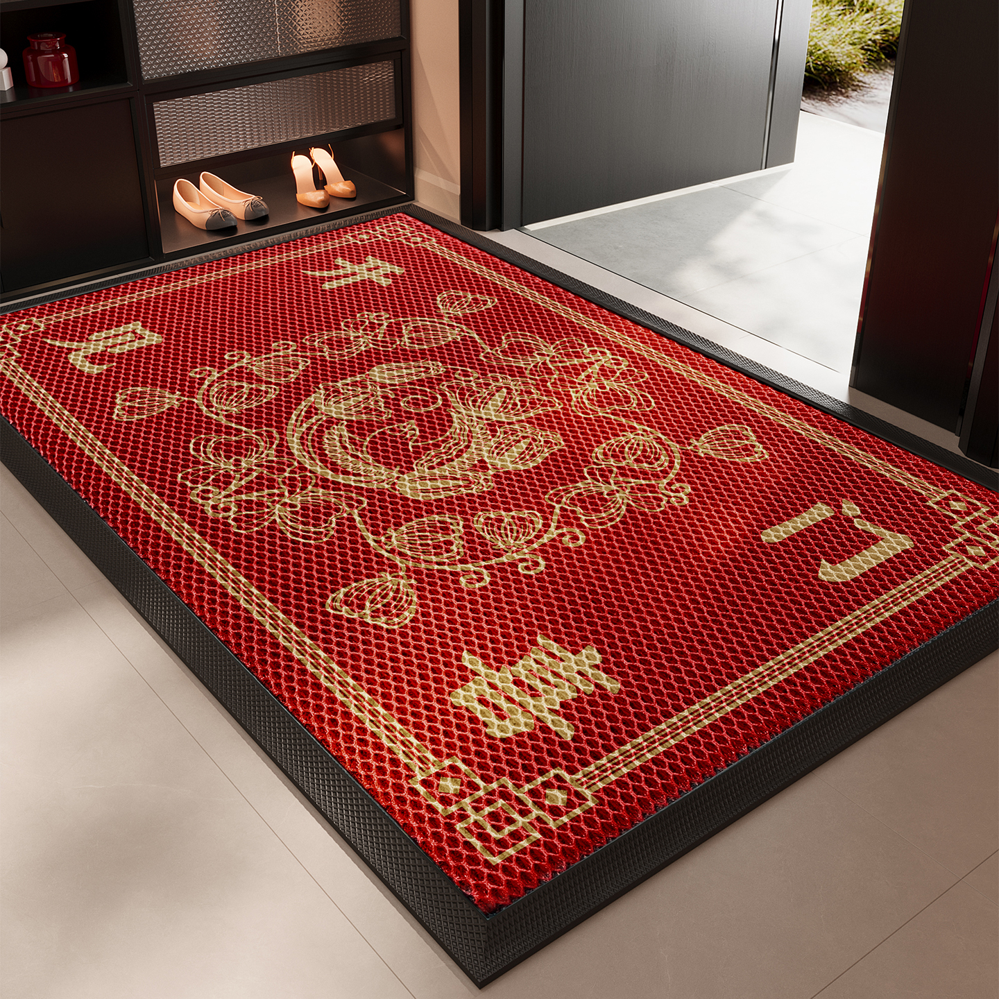 入户门地垫红色喜庆大门口防滑