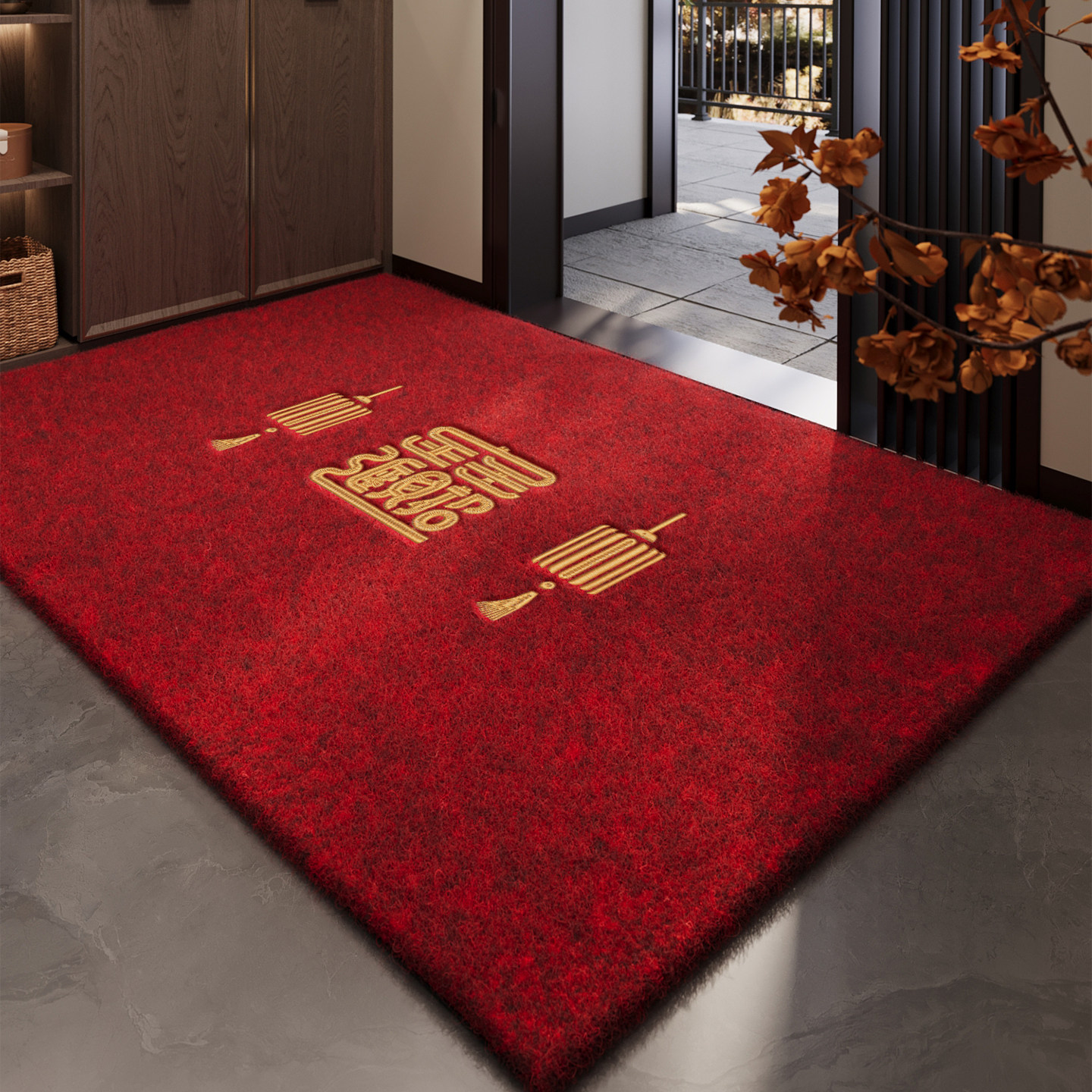 入户门地垫红色玄关大门口进门防滑脚垫仿椰棕可裁剪刺绣除尘地毯,居家布艺,入户地垫,淘宝优惠券,粉丝福利购,淘宝优惠卷