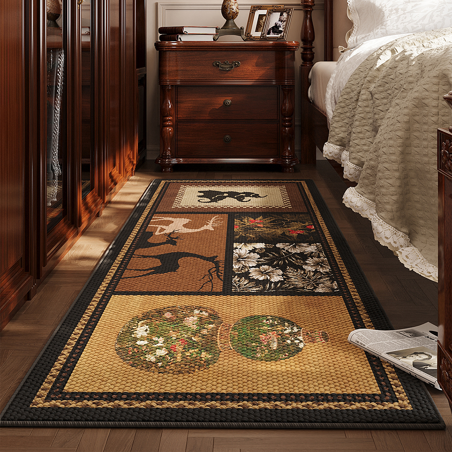 美式民族风卧室床边毯无甲醛