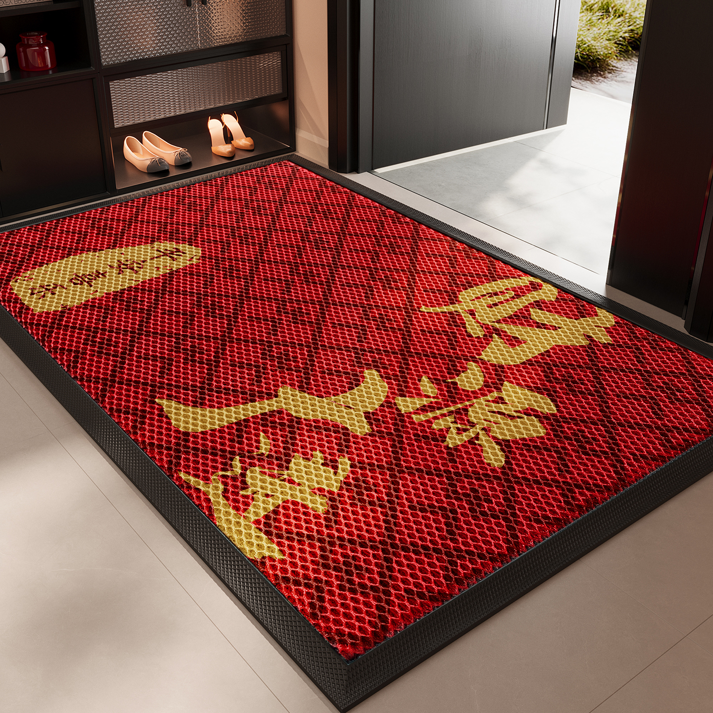 入户门地垫红色喜庆防滑脚垫