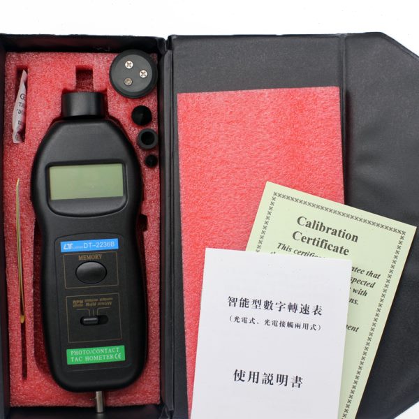 两用DT2236B激光数字测速仪转速计、多功能接触式转数表、线速表