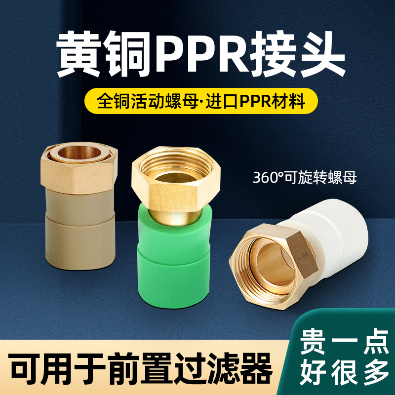 全铜ppar活动接头前置过滤器太阳能热水器20热熔25水管接头32弯头