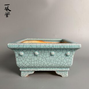 一风堂鼓钉正四方斗盆石湾花盆高温烧制老旧盆包邮纯陶中式