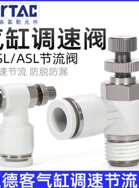 亚德客ASL气缸调节阀PSL气动调速节流阀4/6/8/10/12-M3/5/01/02/3