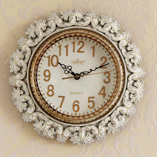 简约欧式复古钟表客厅创意现代挂钟家用卧室静音石英钟圆形时钟