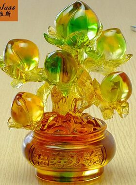 班德拉斯老人生日礼物贺寿礼品福寿双全寿桃摆件家居博古架装饰品