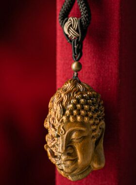 绿檀木精雕一念佛魔神魔手把件情人礼物可定制钥匙扣盘玩文玩p120