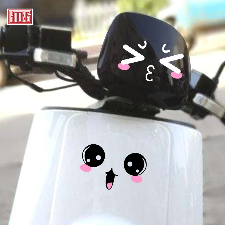 笑脸表情装饰创意个性反光车贴纸电动车风挡前脸车贴纸防水防晒