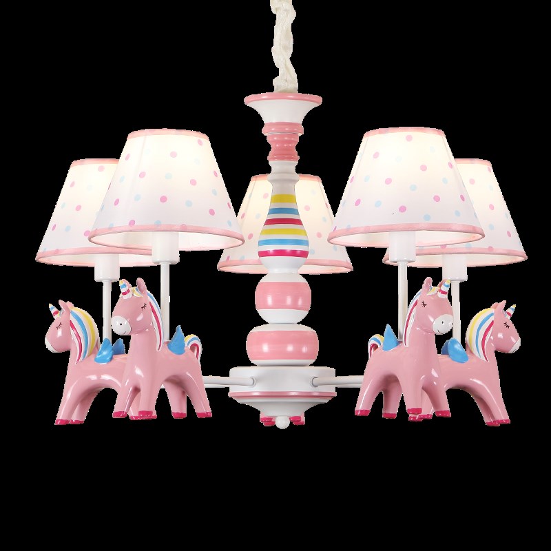 儿童吊灯房间温馨北欧灯田园个性风吊灯小马灯led护眼家装灯美式