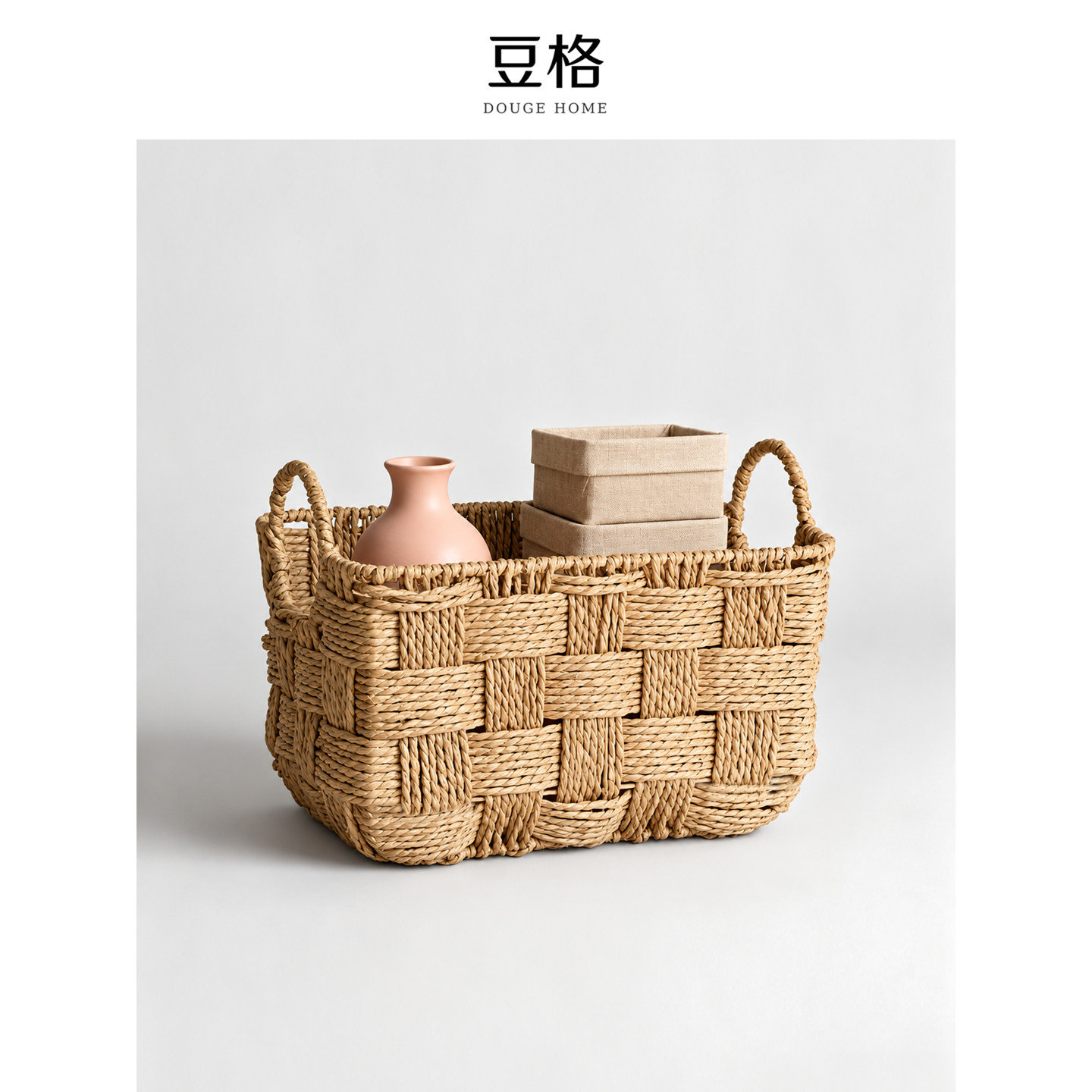 纸绳编织收纳筐家用客厅桌面零食玩具收纳篮杂物整理储物篮北欧