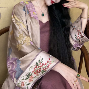 缎泽新中式提花缎面中式外套早秋配吊带开衫外搭女 雍容华贵