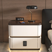 实木意式 极简床头柜家用卧室轻奢高级现代简约带无线充床边收纳柜