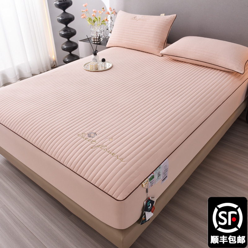 纯色天竺棉床笠单件床罩款床单夹棉加厚防滑床垫席梦思Z保护套床