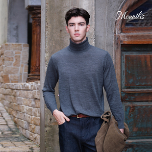 Mountlis蒙缇100%美利奴羊毛精纺超细高领毛衣2025纯色保暖羊毛衫