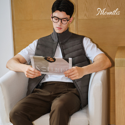 Mountlis蒙缇绵羊毛鹅绒服拼接羽绒外套男双色双面穿无袖羽绒马甲