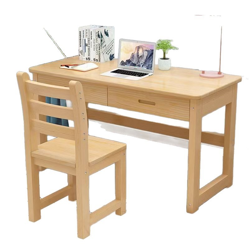 实木书桌简易台式电脑桌家用小户型带抽屉学习写字桌长方形办公桌