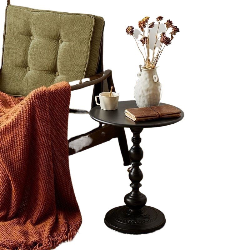 复古沙发边几客厅小茶几边柜创意简约黑色小户型铁艺床头柜小圆桌