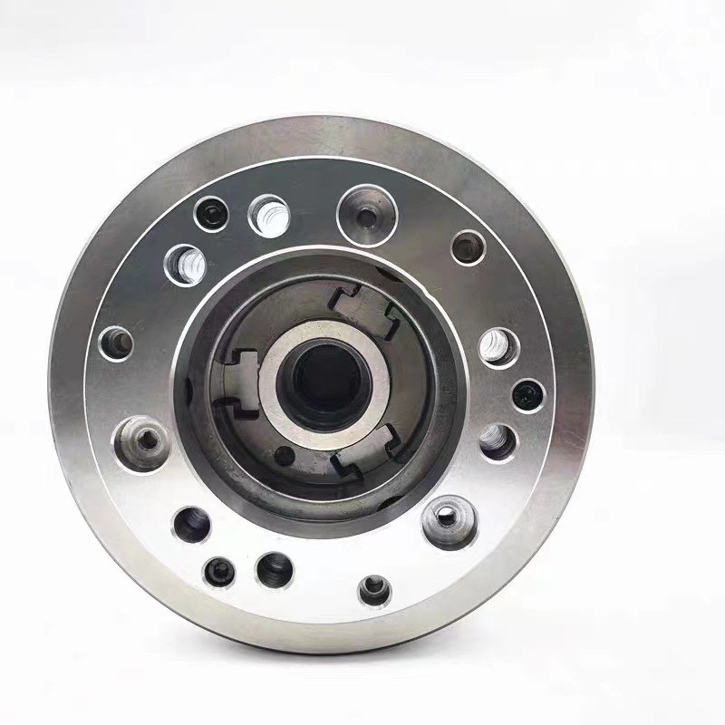 台湾标准  钢体中实 4寸三爪液压卡盘 高精度   油压动力夹头JN04