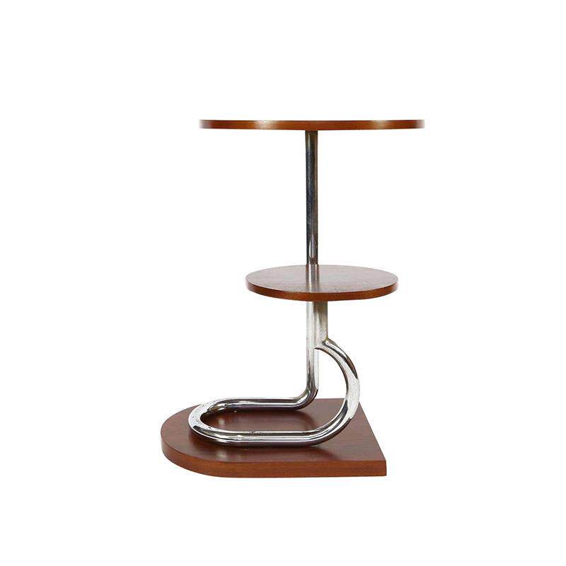 造心家具|中古双层橡木圆形金属沙发边几 韩式Center table小众桌图片