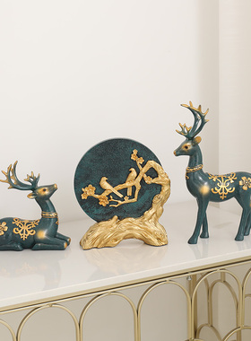 客厅装饰品e复古招财高级摆件轻奢高档电视酒柜玄关高端大气上档