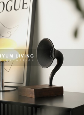 简约现代轻奢家居客厅软实木复古留声机J喇叭摆件样板房间装饰品