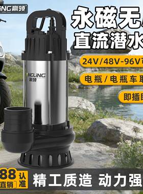 不锈钢无刷直流潜水泵24V48V60V72V电瓶车家用抽水机农用排污