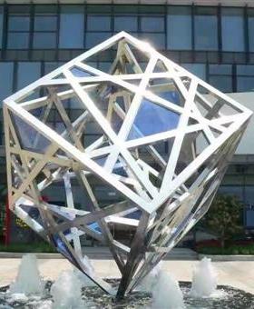 不锈钢镂空魔方雕塑户外发光大型创意立方体定制公园广场装饰摆件