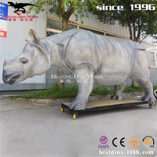 仿真机械电动动物模型仿真爪哇犀牛动物园参观展览景点拍照互动.
