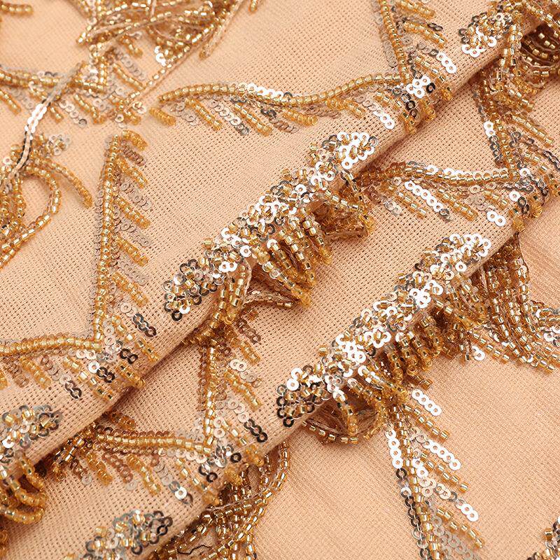 顶奢几何形立体流苏刺绣布料棉网棉布