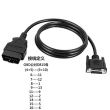 汽车OBD2 16Pin公头转DB15Pin母头诊断设备转接延长线