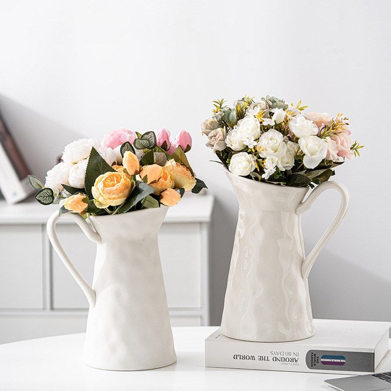 新款斜口水培陶瓷大花瓶创意花插家居装饰摆件SHEIN TEMU跨境