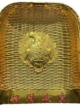 仿古民国三年镀金簸箕摆件家居装饰工艺品合金簸箕
