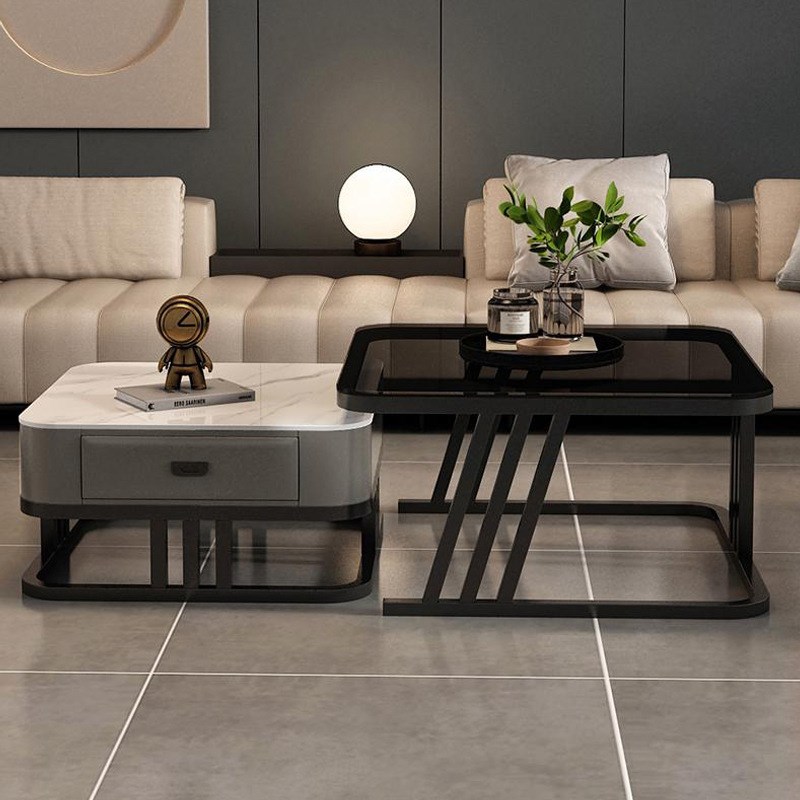 茶几客厅家用小户型方形岩板玻璃茶几现代简约网红茶台高级感茶台