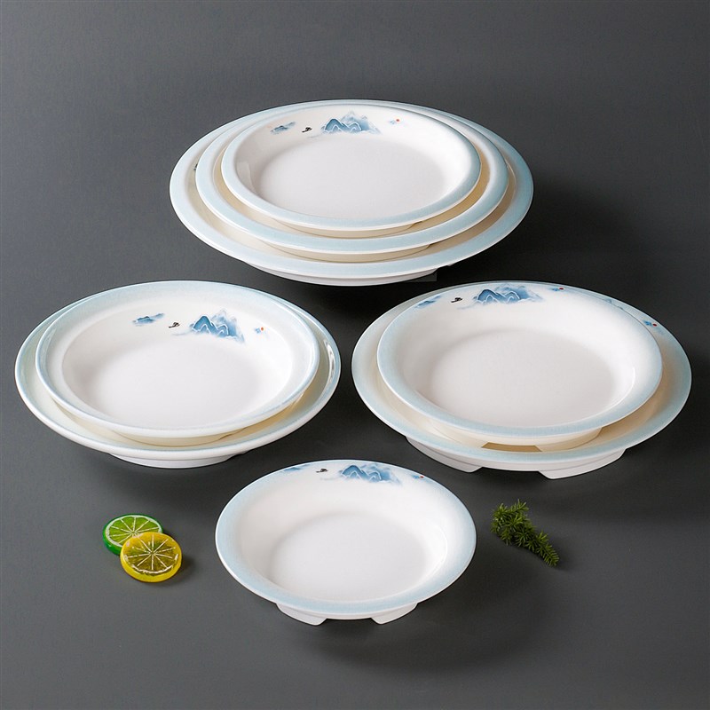 台德餐具饭店酒店密胺上汤菜盘仿瓷餐盘塑料盘子商用深盘圆盘汤盘