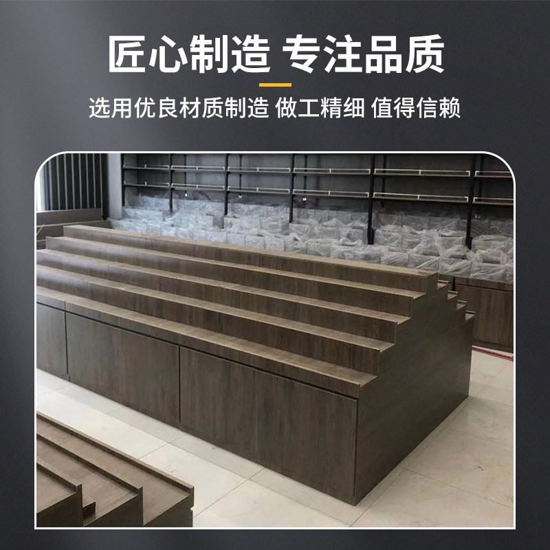 直供水果货架 水果店梯形柜货架木板单面双面款水果店展示架