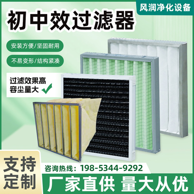 g4初效板式过滤器中央空调防尘纸框龙骨过滤网QF8中效袋式过滤器