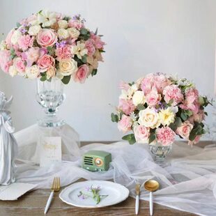 奖杯前台装饰摆件商业插花高脚圆柱玻璃花瓶透明桌面简约现代水晶