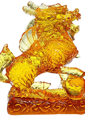 古法琉璃招财f麒麟摆件一对送子客厅电视柜酒柜办公室装饰开业礼