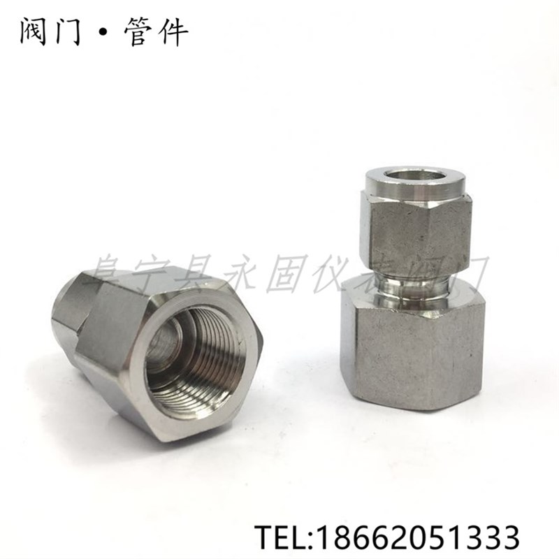316不锈钢卡套内丝转接头 压力表转接头 1/4NPT M14*1.5W转1/8 6m