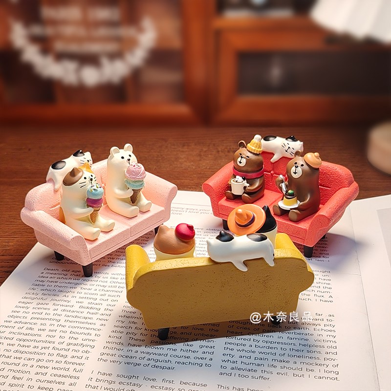 一起吃甜点治愈桌m面小摆件卡通家具摆件娃娃屋沙发微缩家居模型