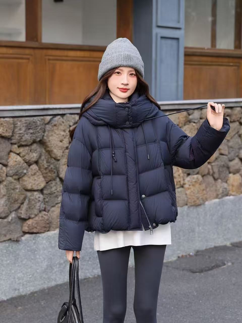 【爆米花专享】2025新款时尚拼接90绒羽绒服新款E035