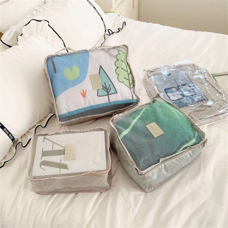 三组!纯色多功p能旅行收纳袋行李箱衣物分拣袋