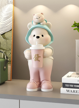 卡通熊桌面摆件家居装饰品客厅玄关酒柜摆设治P愈系生日礼物送女