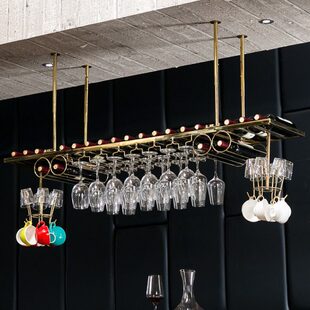 不锈钢摆件酒架高脚杯简约现代悬挂红酒杯架倒挂欧式吊顶家用吧台